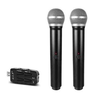 J.I.Y 2 in 1 K Song Wireless Microphones for TV PC with Audio Card USB Receiver (Black)