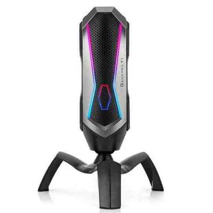 Yanmai T1 360-degree Free Rotation Cardioid Pointing Condenser Gaming Microphone with RGB Colorful Lighting & Pluggable USB-C / Type-C Cable, Cable Length: 1.7m