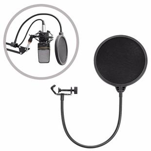 Double-layer Recording Microphone Studio Wind Screen Pop Filter Mask Shield with Clip Stabilizing Arm, For Studio Recording, Live Broadcast, Live Show, KTV, etc(Black)