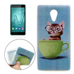 For Wiko Robby Glasses Cat Pattern TPU Soft Protective Back Cover Case