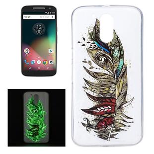 For Motorola Moto G4 Noctilucent Feather Pattern IMD Workmanship Soft TPU Back Cover Case