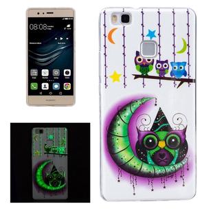 For Huawei P9 Lite Noctilucent Moon And Owls Pattern IMD Workmanship Soft TPU Back Cover Case