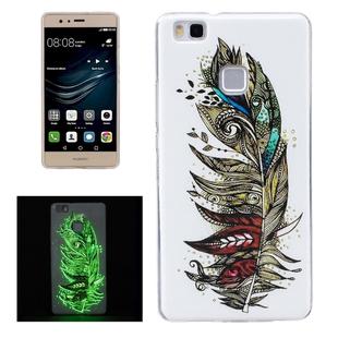 For Huawei P9 Lite Noctilucent Feather Pattern IMD Workmanship Soft TPU Back Cover Case