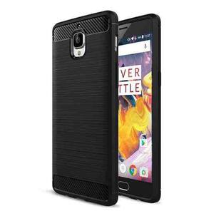 For OnePlus  3T Brushed Texture Carbon Fiber TPU Rugged Armor Protective Case(Black)