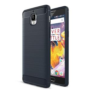 For OnePlus  3T Brushed Texture Carbon Fiber TPU Rugged Armor Protective Case(Dark Blue)