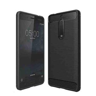 For Nokia 5 Brushed Carbon Fiber Texture Shockproof TPU Protective Cover Case (Black)