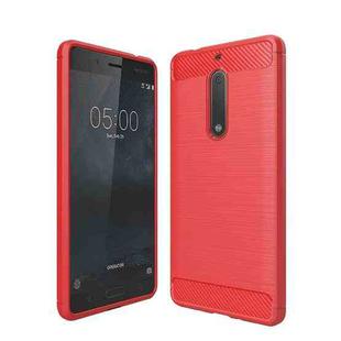 For Nokia 5 Brushed Carbon Fiber Texture Shockproof TPU Protective Cover Case (Red)