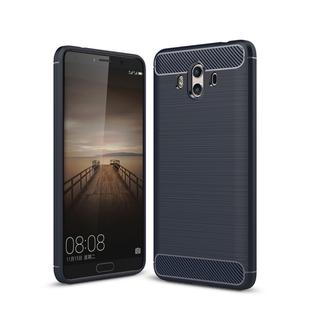 For Huawei  Mate 10 Brushed Texture Carbon Fiber Shockproof TPU Rugged Armor Protective Case (Navy Blue)