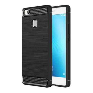 For Huawei  P9 Lite Brushed Texture Fiber TPU Rugged Armor Protective Case(Black)