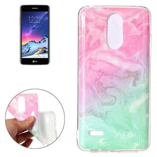 For LG K8 (2017) (EU Version) Pink Green Marble Pattern TPU Shockproof Protective Back Cover Case