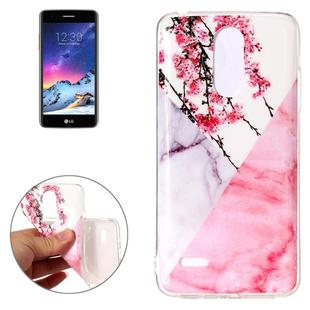 For LG K8 (2017) (EU Version) Cherry Pink White Marble Pattern TPU Shockproof Protective Back Cover Case