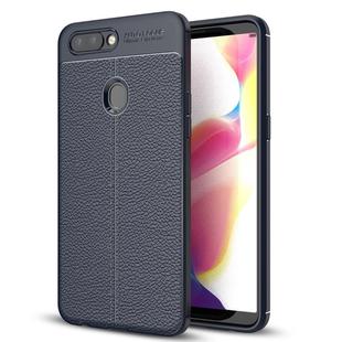 For OPPO  R11s Plus Litchi Texture Soft TPU Anti-skip Protective Cover Back Case (Navy Blue)
