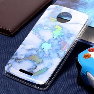 For Motorola Moto C Blue Gold Marble Pattern Soft TPU Protective Back Cover Case