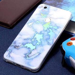 For Huawei  P8 Lite (2017) Blue Gold Marble Pattern Soft TPU Protective Back Cover Case