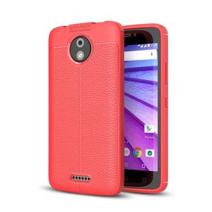 For Motorola Moto C Plus Litchi Texture Design Soft TPU Anti-skip Protective Cover Back Case(Red)