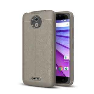 For Motorola Moto C Litchi Texture Design Soft TPU Anti-skip Protective Cover Back Case(Grey)