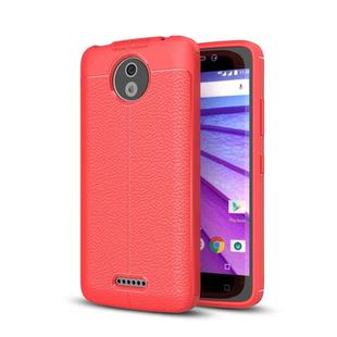 For Motorola Moto C Litchi Texture Design Soft TPU Anti-skip Protective Cover Back Case(Red)