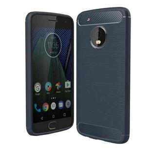 For Motorola Moto G5 Plus Brushed Carbon Fiber Texture Shockproof TPU Protective Cover Case(Blue)