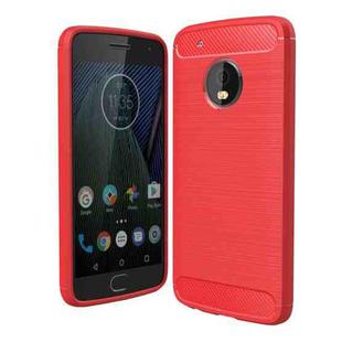 For Motorola Moto G5 Plus Brushed Carbon Fiber Texture Shockproof TPU Protective Cover Case(Red)
