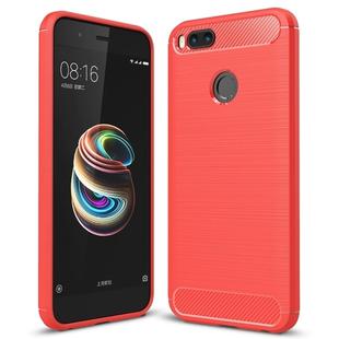 For Xiaomi  Mi 5X Carbon Fiber TPU Brushed Texture Shockproof Protective Back Cover Case(Red)