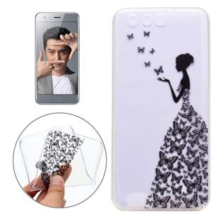 For Huawei  Honor 9 Butterflies and Girl Pattern Ultra-thin TPU Soft  Protective Case