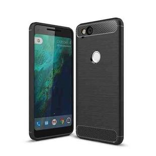 For Google Pixei 2 Brushed Texture Carbon Fiber Shockproof TPU Rugged Armor Protective Case (Black)