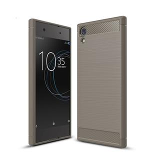 For Sony Xperia XA1 Ultra Brushed Texture Carbon Fiber Shockproof TPU Rugged Armor Protective Case(Grey)