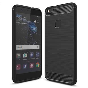 For Huawei P10 Lite Brushed Carbon Fiber Texture Shockproof TPU Protective Cover Case (Black)