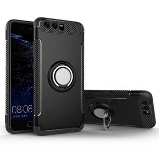 For Huawei P10 Plus Magnetic 360 Degree Rotation Ring Armor Protective Case(Black)