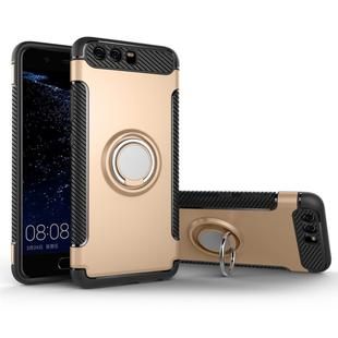 For Huawei P10 Plus Magnetic 360 Degree Rotation Ring Armor Protective Case(Gold)