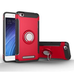 For Xiaomi  Redmi 4A Magnetic 360 Degree Rotation Ring Armor Protective Case(Red)