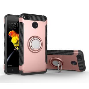 For Xiaomi  Redmi 4X Magnetic 360 Degree Rotation Ring Armor Protective Case(Rose Gold)