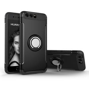 For Huawei P10 Magnetic 360 Degree Rotation Ring Armor Protective Case(Black)