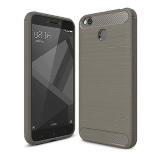 For Xiaomi  Redmi 4X  Brushed Carbon Fiber Texture Shockproof TPU Protective Cover Case (Grey)
