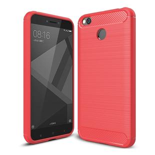 For Xiaomi  Redmi 4X  Brushed Carbon Fiber Texture Shockproof TPU Protective Cover Case(Red)