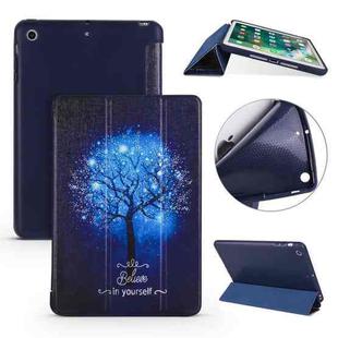 Blue Tree Pattern Horizontal Flip PU Leather Case for iPad mini 3 / 2 / 1, with Three-folding Holder & Honeycomb TPU Cover