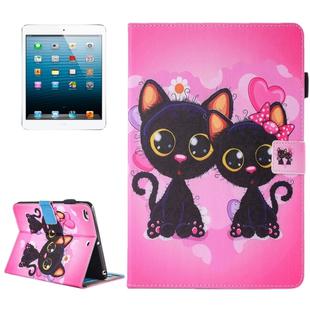 For iPad mini 4 / 3 / 2 / 1 Painting Two Cats Pattern Horizontal Flip Leather Case with Holder & Wallet & Card Slots & Pen Slot