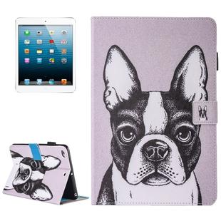 For iPad mini 4 / 3 / 2 / 1 Painting Bulldog Pattern Horizontal Flip Leather Case with Holder & Wallet & Card Slots & Pen Slot