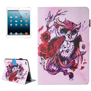For iPad mini 4 / 3 / 2 / 1 Painting Butterfly and Owl Pattern Horizontal Flip Leather Case with Holder & Wallet & Card Slots & Pen Slot