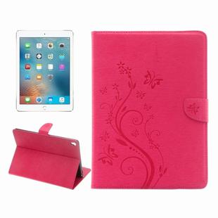 For iPad Pro 9.7inch Pressed Flowers Butterfly Pattern Horizontal Flip PU Leather Case with Magnetic Buckle & Holder & Card Slots & Wallet(Magenta)