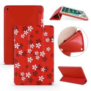 Sakura Pattern Horizontal Flip PU Leather Case for iPad mini 4, with Three-folding Holder & Honeycomb TPU Cover