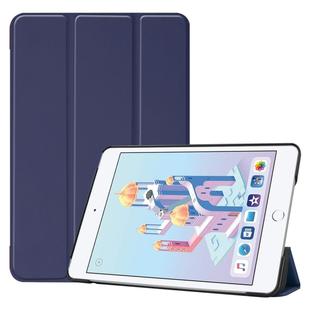 Custer Texture Horizontal Flip Smart PU Leather Case for iPad Mini 4 / Mini 5, with Sleep / Wake-up Function & Three-folding Holder (Blue)