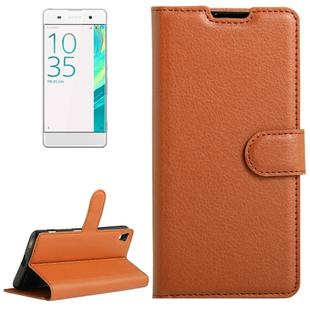 Litchi Texture Horizontal Flip Leather Case with Holder & Card Slots & Wallet for Sony Xperia XA(Brown)