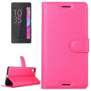 Litchi Texture Horizontal Flip Leather Case with Holder & Card Slots & Wallet for Sony Xperia X(Magenta)
