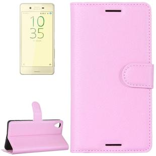 Litchi Texture Horizontal Flip Leather Case with Holder & Card Slots & Wallet for Sony Xperia X Performance(Pink)