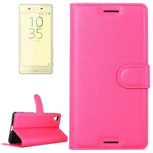 Litchi Texture Horizontal Flip Leather Case with Holder & Card Slots & Wallet for Sony Xperia X Performance(Magenta)