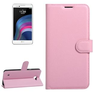 For LG X5 Litchi Texture Horizontal Flip Leather Case with Holder & Card Slots & Wallet(Pink)