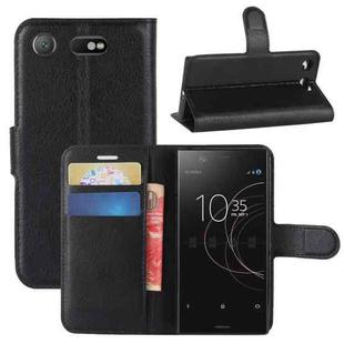 For Sony Xperia XZ1 Compact Litchi Texture PU +TPU Horizontal Flip Leather Case With Holder & Card Slots & Wallet(Black)