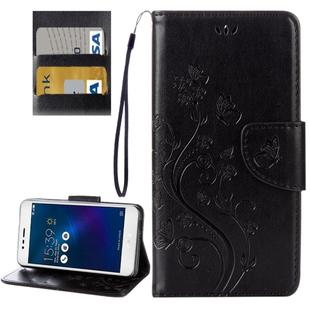 For Asus Zenfone 3 Max / ZC520TL Butterflies Love Flowers Embossing Horizontal Flip Leather Case with Holder & Card Slots & Wallet & Lanyard(Black)