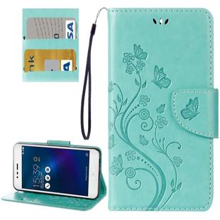 For Asus Zenfone 3 Max / ZC520TL Butterflies Love Flowers Embossing Horizontal Flip Leather Case with Holder & Card Slots & Wallet & Lanyard(Green)